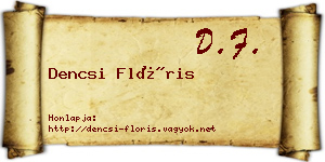 Dencsi Flóris névjegykártya